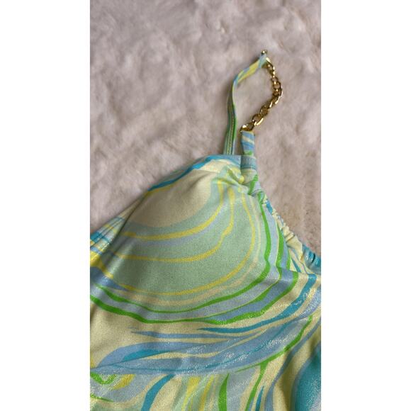 RIVER ISLAND Sun Shop Green Yellow Print Chain - Picture 8 of 8